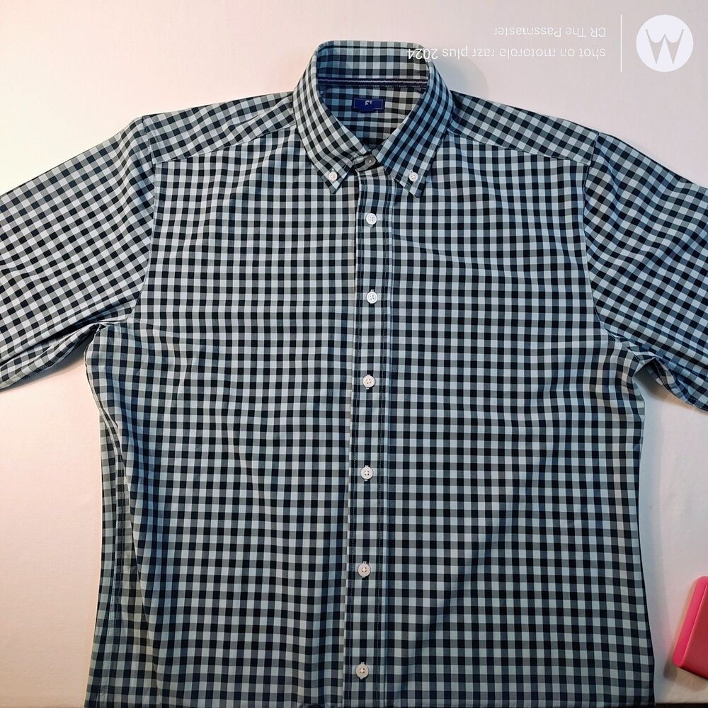 Footjoy Performance Woven Gingham Button Down Long Sleeve Dress Shirt Size US M